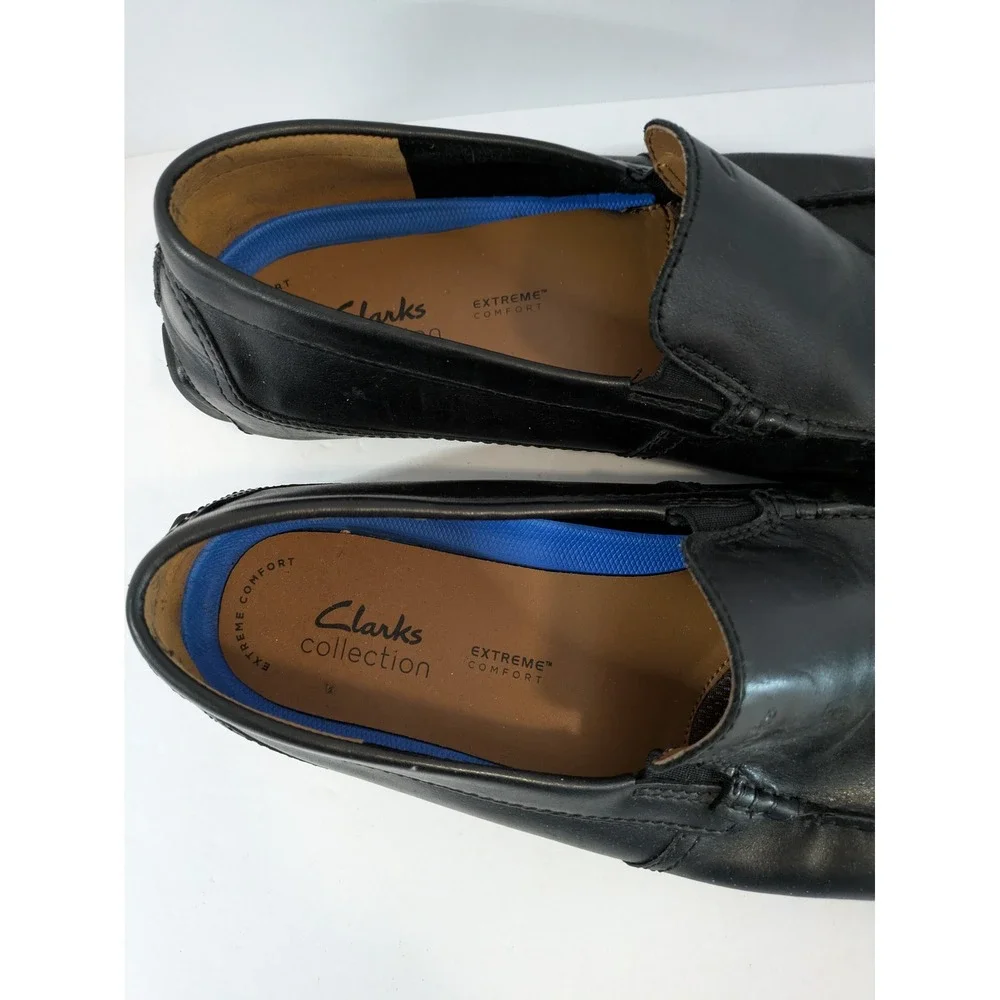 Clarks Mens Extreme Comfort Black Leather Driver Loafers Size‎ 13 M 261607112